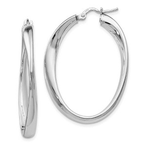 Black Bow Jewelry 4mm Polished Oval Twist Hoop Earrings in Silver, 35mm(1 3/8 in) - 1 of 4