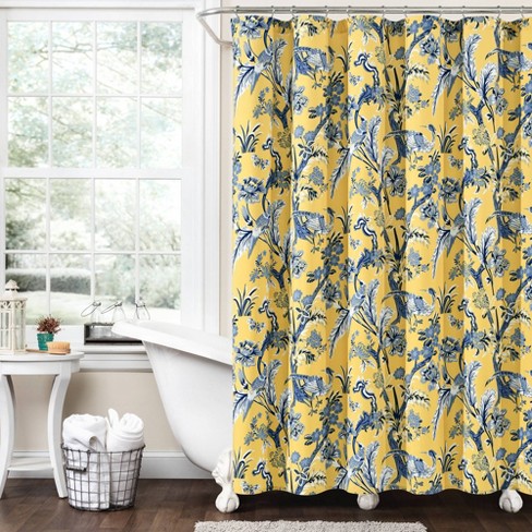 Dolores Shower Curtain Yellow Lush, Teal Yellow Gray Shower Curtain
