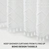 Boho Shower Curtain 72x84 White Textured Woven Fabric Tassels Minimalist Farmhouse Shabby Chic Resistant Cloth - 3 of 4