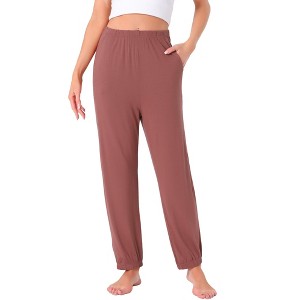 INSPIRE CHIC Womens Pajama Pants Elastic Waist Wide Leg Bunched Leg Lounge Pants Loungewear with Pocket - 1 of 4