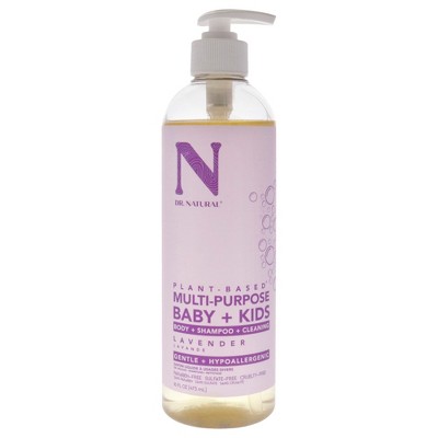 Dr. Natural Multi-Purpose Baby Plus Kids Soap - Body Wash and Baby Shampoo - Gentle Baby Soap with Shea Butter - Newborn Safe - Lavender - 16 oz