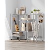 SONGMICS 3-Tier Bathroom Shelf, Storage Rack for Small Space, with 3 PP Shelf Liners, Removable Hook, Silver and Translucent - 4 of 4