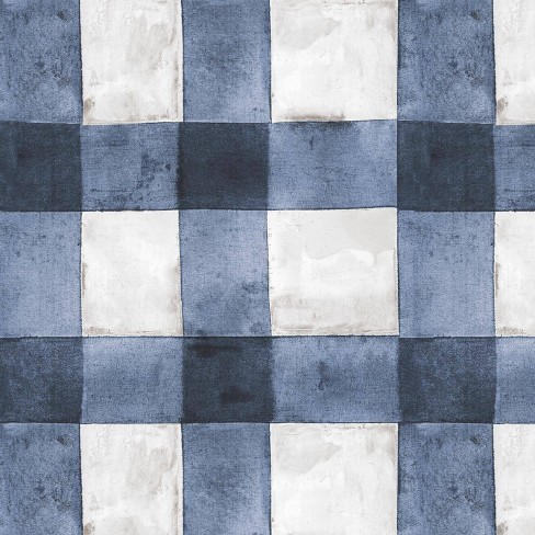 Blue White Plaid Wallpaper