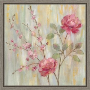 Amanti Art Contemporary Chinoiserie (Roses) by Silvia Vassileva Canvas Wall Art Print Framed 16 x 16-in. - 1 of 4