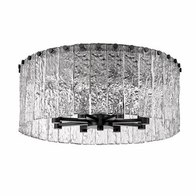 Matte Black Contemporary Glacier 8-Light Flush Mount Ceiling Fixture