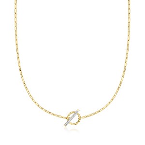 Ross-Simons 0.25 ct. t.w. Diamond Paper Clip Link Toggle Necklace in 18kt Gold Over Sterling - 1 of 4