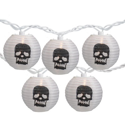 Northlight 10-count White And Black Skull Paper Lantern Halloween ...