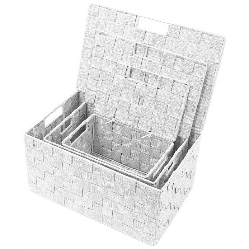 Sorbus 3 Piece Decorative Stackable Woven Basket with Lid and Built-in Carry Handles - Great for Storage and Organization, 3 of 8