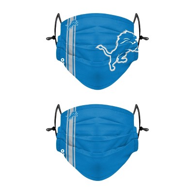 NFL Detroit Lions Adult Gameday Adjustable Face Covering - 2pk