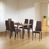 FurnitureR Dining Chairs Set of 4, Fabric Upholstered Padded Ergonomic High Back Chair Armless for Home Kitchen Dining Room, Space-Saving, Brown - 3 of 4