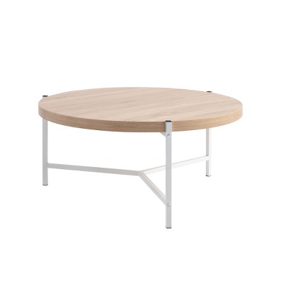 NicBex Modern 36.5" Round Coffee Table with Metal Cross Legs for Living Room and Bedroom
