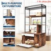 Hidden Litter Box Enclosure w/Storage Rack & Cat Scratching Post Wood & Metal 2-in-1 Pets Furniture w/ Shelf Corridor Cushioned Mat - 3 of 4