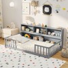 Safstar Twin Size Montessori Floor Bed w/ Bookcase Storage Shelves & Safety Fence Rails - 3 of 4