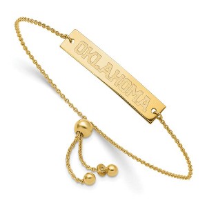 Black Bow Jewelry 14k Yellow Gold Plated Sterling Silver Oklahoma Sooners NCAA ID Bracelet 9 Inch - 1 of 3