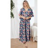 LA LEELA Women's Summer 4th of July Patriotic Beach Dress Plus Size Swimsuit Caftan Maxi Long Dresses Robe Kaftan 2X-3X Grey US Stars - 4 of 4