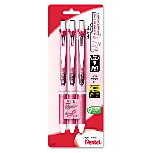 Pentel Energel Rtx Retractable Liquid Gel Pen .7mm Pink Barrel Black Ink.  3/pack Bl77pbp3abc : Target