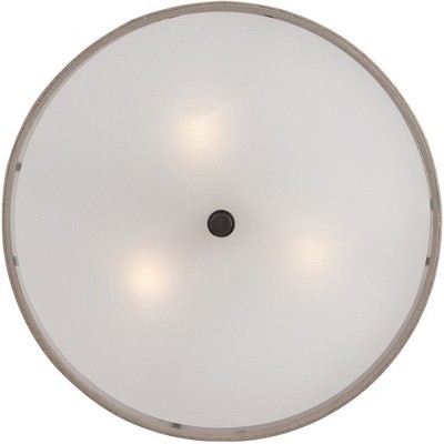 Cocoa Bronze 17" Indoor/Outdoor Drum Ceiling Light with Textured Shade