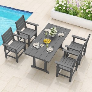 Arceso Outdoor Dining Set with Umbrella Hole, HDPS Patio Furniture - 1 of 4