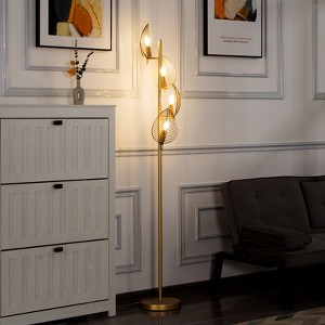 Aukfa 67.3" Modern Tree Floor Lamp with 4 Adjustable Leaf-Shaped Lights – Minimalist Design for Bedroom, Living Room & Office - 1 of 4