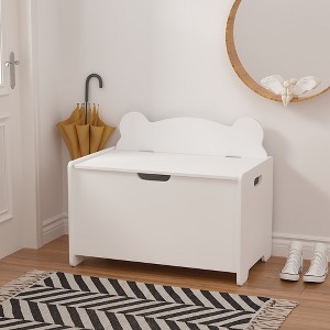 TopComfy Decorative Storage Cabinets Kids Toy Box with Safety Lid for Playroom and Bedroom, White, 23.62"*14.96"*18.9" - 1 of 4