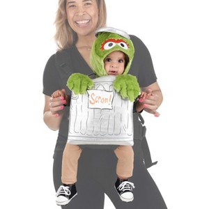 HalloweenCostumes.com One Size Fits Most   Infant Sesame Street Oscar Baby Carrier Costume Cover, Gray/Green/Orange - 1 of 4