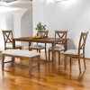 6-Piece Dining Table Set with Rectangular Wooden Table, 4 Upholstered Chairs and Bench, Solid Wood Frame for Kitchen and Dining Room - 2 of 4
