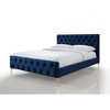 Omax Decor,France Wood and Fabric Upholstered Queen Platform Bed in Blue - 2 of 4