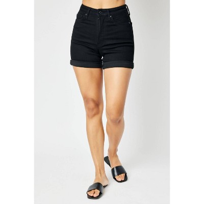 Women's High Waist Tummy Control Cuffed Non Distressed Shorts - Judy Blue