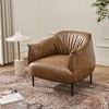 KINWELL 33" Wide Faux Vegan Leather Upholstery Barrel Chair with Metal Legs - 2 of 4