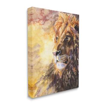 Stupell Industries Regal Lion Mane Safari Animal King Portrait Gallery Wrapped Canvas Wall Art, 16 x 20