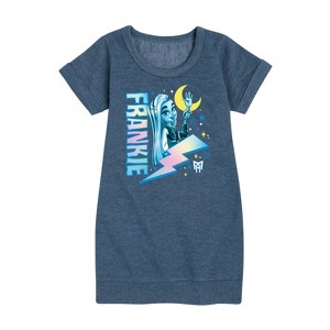 - Mattel - Frankie Blue Bolt Graphic Short Sleeve Fleece Dress - 1 of 4