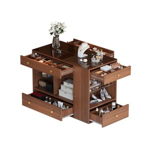 6-Drawer Closet Island With Glass Top And Open Shelves For Jewelry And Accessory Organization - 1 of 4