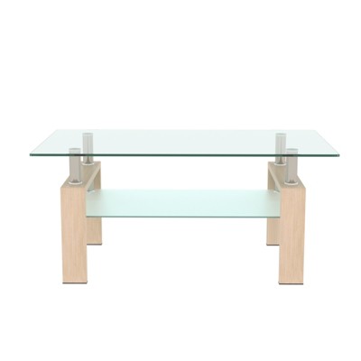 FONTOI Coffee Table with Tempered Glass, Tea Table, End Table, Square Table for Living Room Bedroom, Brown&Transparent, 23.62"*17.7"*39.37"