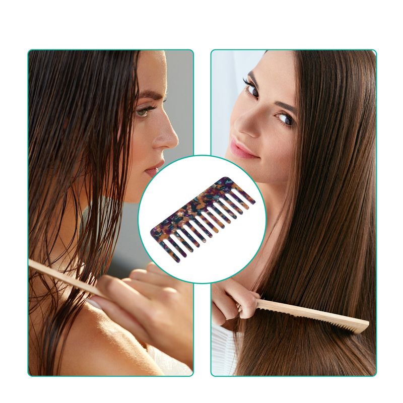 Unique Bargains Anti-Static Hair Comb Wide Tooth for Thick Curly Hair Hair Care Detangling Comb For Wet and Dry Dark 2.5mm Thick 2 Pcs, 5 of 7