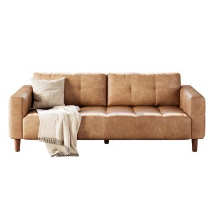 3-Seater Sofa Couch, 83 in Wide Faux Leather Sofa Couch with Spring Cushion, with 2 Removable Back Cushions, for Living Room, Bedroom, Office - 1 of 4