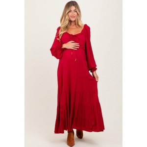 Pinkblush Red Ruffled Fit And Flare Maternity Maxi Dress - 1 of 4