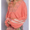 Women's Embroidered Crop Poets Blouse - POL - 3 of 4