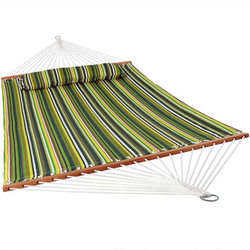 Sunnydaze Two-Person Quilted Fabric Hammock with Spreader Bars - 450 lb Weight Capacity, 1 of 21