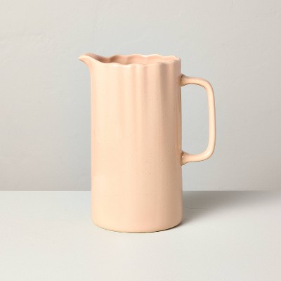 65oz Scalloped Stoneware Beverage Pitcher Blush - Hearth & Hand™ with Magnolia