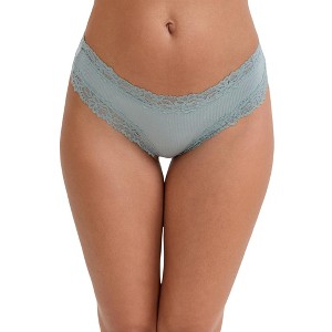 INSPIRE CHIC Women's Lace Trim Mid-Waisted Ribbed Seamless Comfortable Stylish Regular Fit Solid Panties - 1 of 4