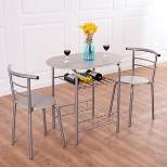 Costway 3 Piece Dining Set Table 2 Chairs Bistro Pub Home Kitchen Breakfast Furniture Grey