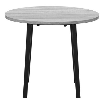 35" Gray Laminate Drop Leaf Dining Table Set with Black Metal Chairs