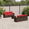vidaXL 7 Piece Patio Sofa Set with Cushions Brown and Red Poly Rattan - 2 of 4