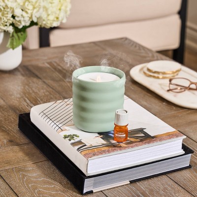 Green Flameless Candle Diffuser with Essential Oil