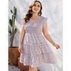 Plus Size Sleeveless Summer Dress for Women Ruffle Smocked Dress V Neck Babydoll Dress - 2 of 4
