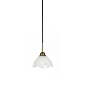 Toltec Lighting Paramount 1 - Light Pendant in  Matte Black/Brass with 7" Gold Ice Shade - 1 of 1