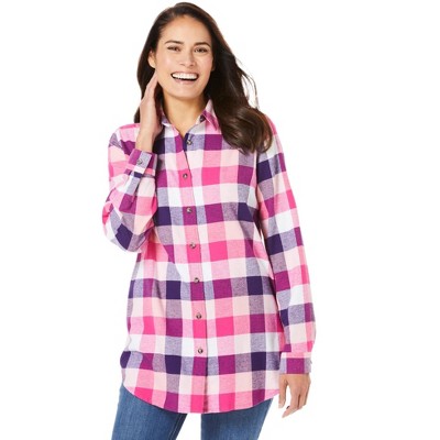 Woman Within Plus Size Classic Flannel Shirt