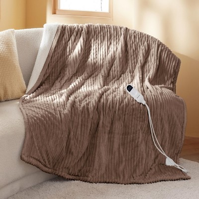 Electric Heated Blanket Soft & Washable Ribbed Flannel