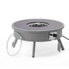 Leisuremod Walbrooke Outdoor Patio Aluminum Round Fire Pit Side Table with Lid and Fire Glass - 4 of 4
