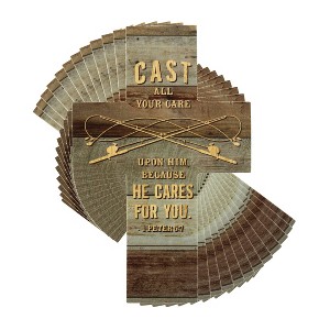 Dicksons Cast Your Cares Cross Brown Plank 4 inch Paper Pocket Card Bookmark Pack of 12 - 1 of 4